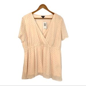 NWT TORRID Lily Ivory Swiss Dot Babydoll Blouse